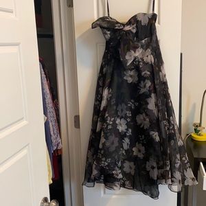 Shoshanna Midnight strapless floral midi dress